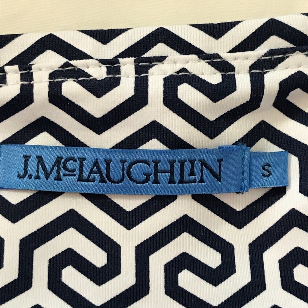 J. Mclaughlin Honeycomb Carmel Pants Women S Black White Geometric Zip Pocket - Picture 3 of 12